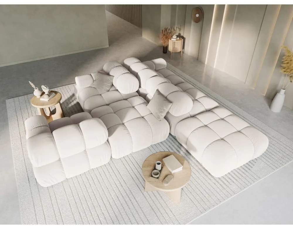 Бежов кадифен модулен диван 282 cm Bellis – Micadoni