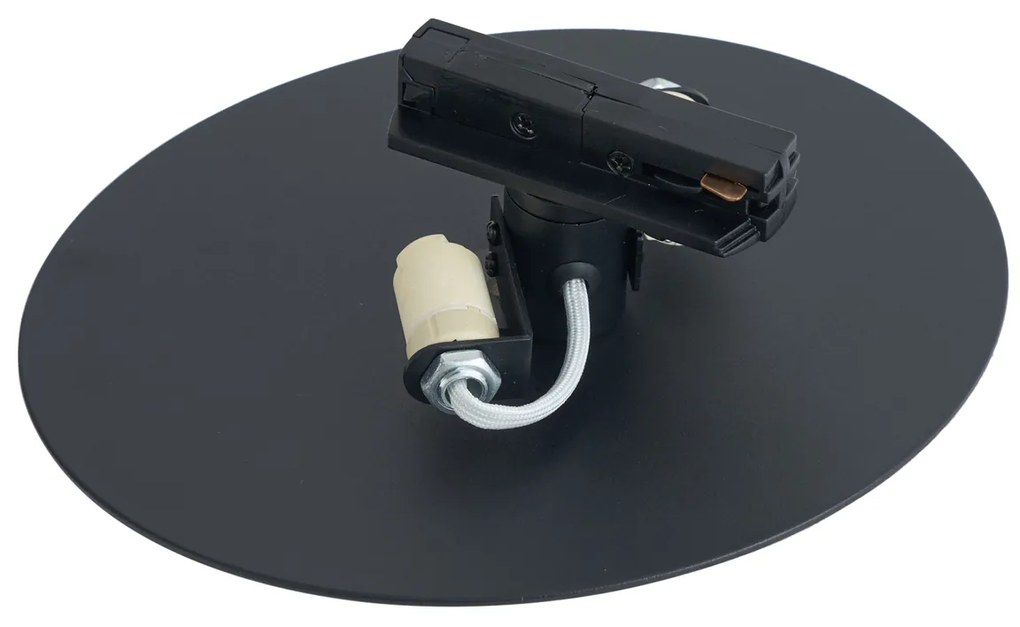 Модерна черна таванна лампа за 1-фазна релсова система 2-лампи - Iconic Pulley