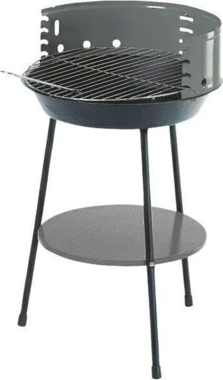 Барбекю на дървени въглища с долен рафт MasterGrill MG915, 35 см диаметър, Метал, Черен/сив