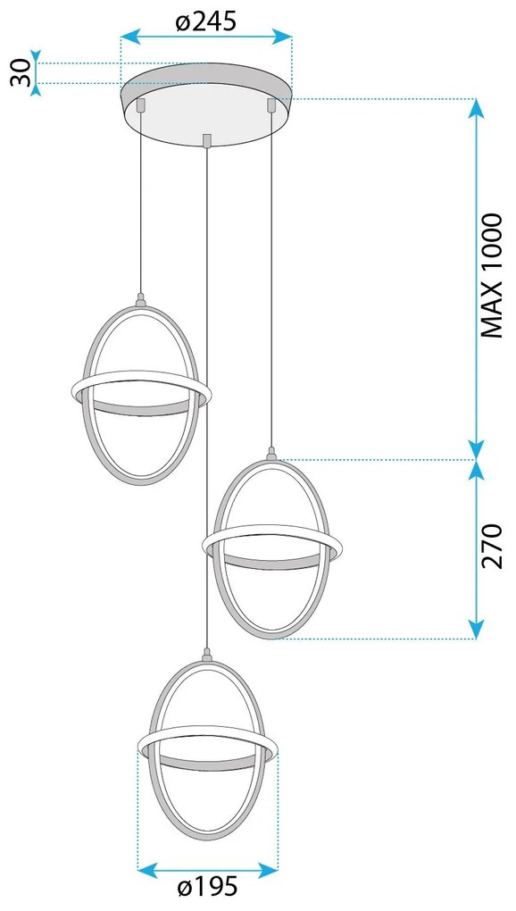 Висяща LED лампа G064-3CPR Gold