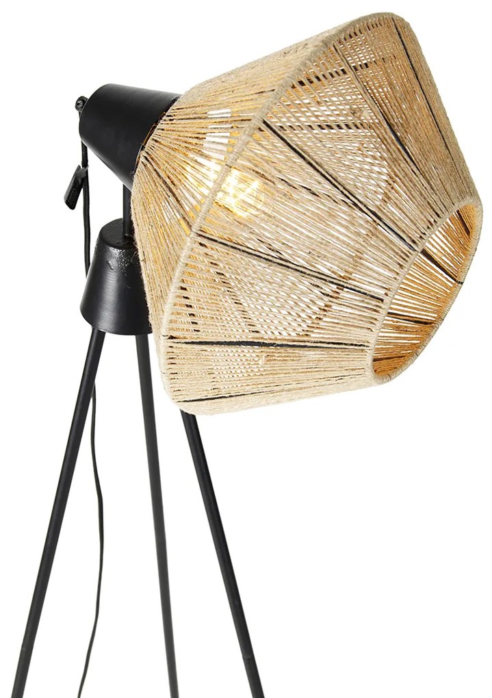 Ръстична подова лампа триножник въже - Jenthe