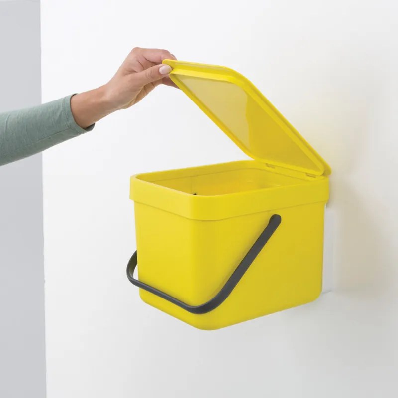 Кош за разделно събиране на боклук Brabantia Sort&Go 648974, 6 л, Дръжка, Възможност за стенен монтаж, Тъмносив