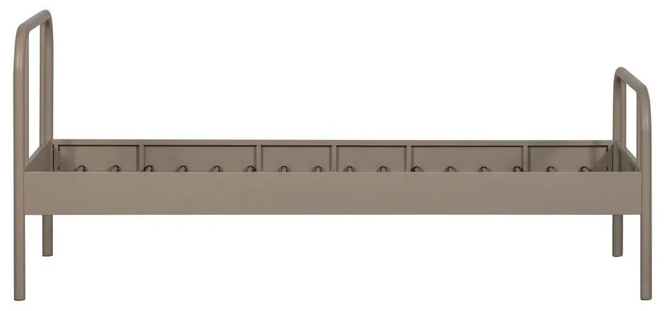 Бежово метално единично легло с включена подматрачна рамка 90x200 cm Mata – WOOOD