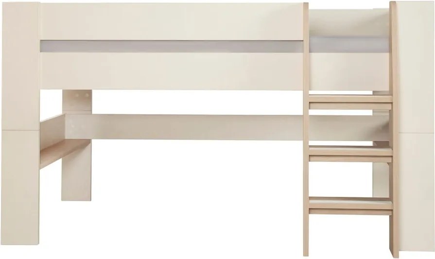 Бежово детско легло 90x200 cm повдигнато без ламелно дъно Loft – Roba