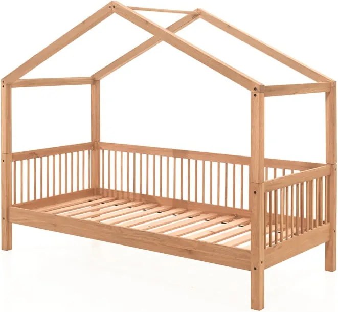 Детско легло тип къща от масивен дъб в естествен цвят 90x200 cm Forrest – Vipack