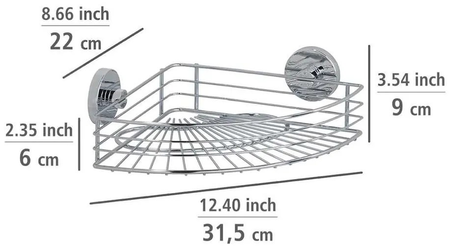 Самоносеща ъглова етажерка Vacuum-Loc, товароносимост до 33 кг Bari - Wenko