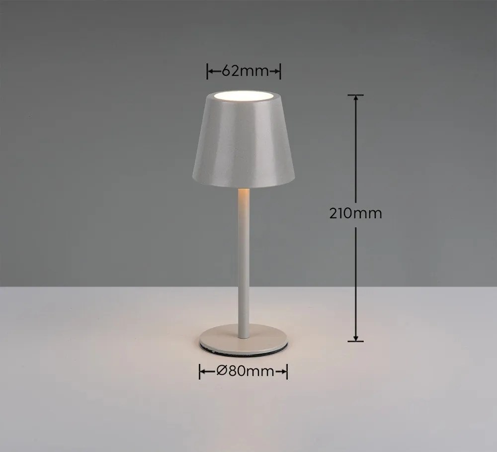 Сива LED настолна лампа с метален абажур (височина 21 cm) Diaz – Reality