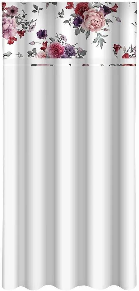 Обикновена бяла завеса с печат на божур Ширина: 160 см | Дължина: 250 см