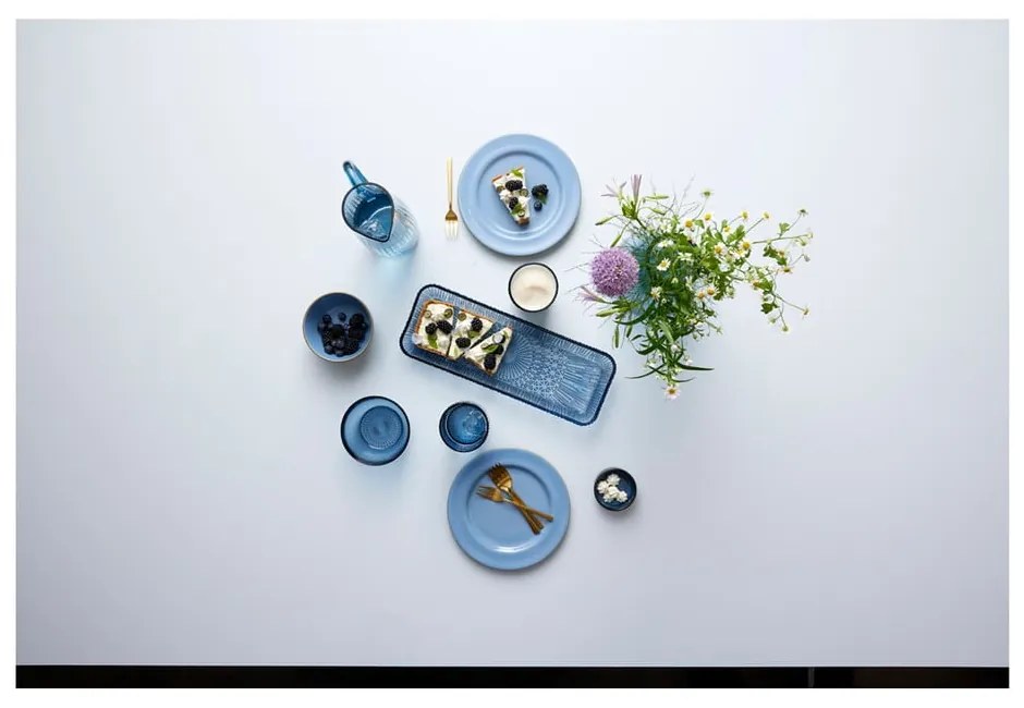 Синя стъклена чиния за сервиране 14x38 cm Kusintha - Bitz