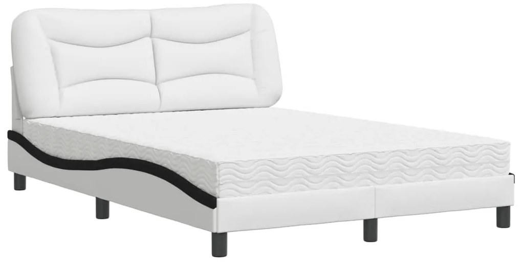 3208716 vidaXL Легло с матрак Hvar, бяло и черно, 120x200 см, изкуствена кожа