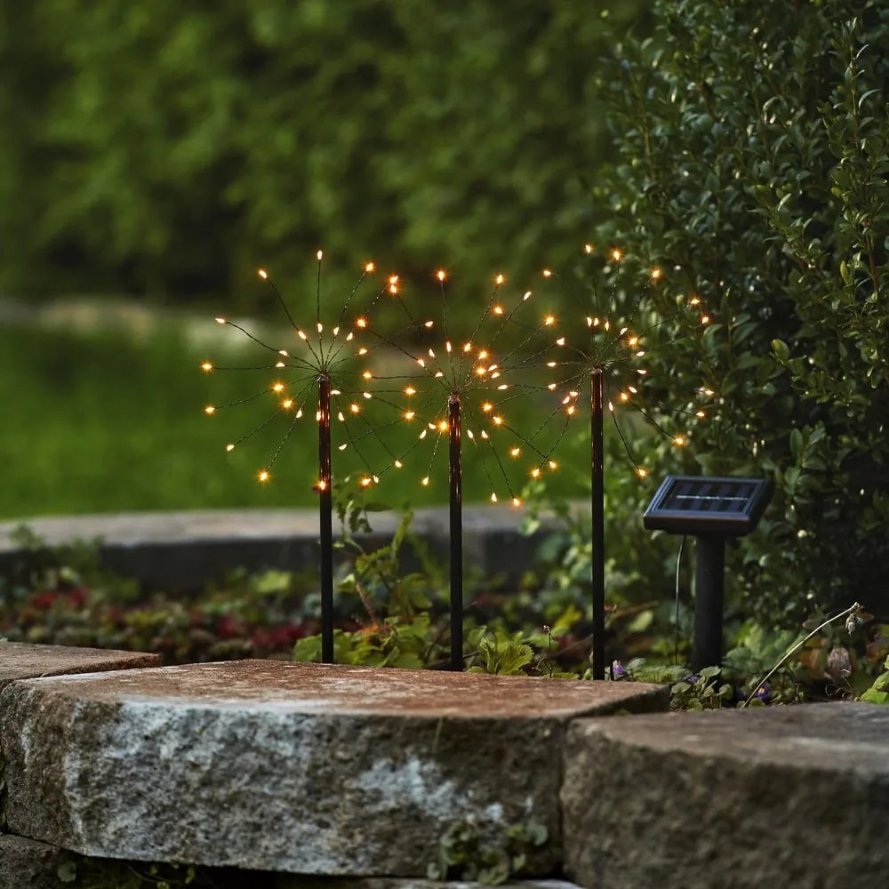 LED потапящи външни осветителни тела в комплект 3 бр. със соларен панел (височина 40 cm) Firework – Star Trading