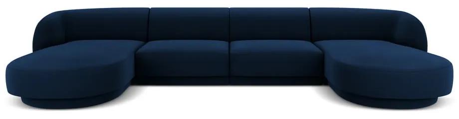Ъглов диван от синьо кадифе (U-образен) Miley - Micadoni Home