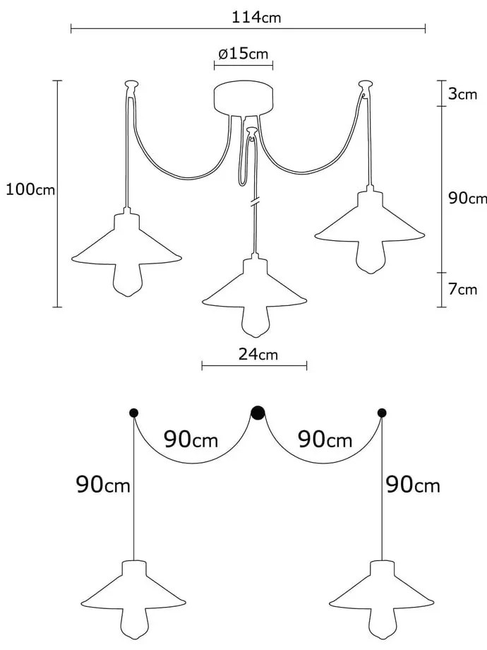 Висящо осветително тяло с метален абажур ø 114 cm Manavgat – Opviq lights