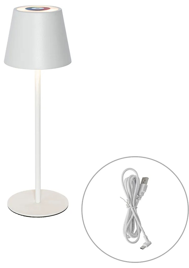 Настолна лампа бяла с LED димер и презареждаща RGB IP54 - Murdock
