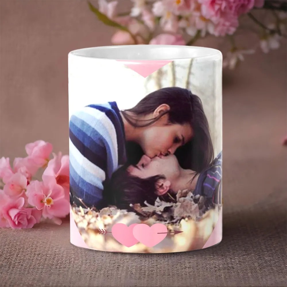 Чаша със снимка - Розова със сърца