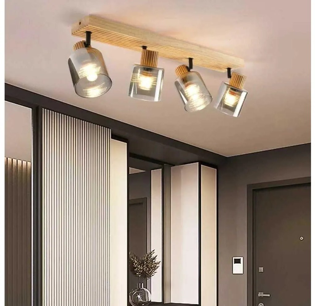 Brilagi - Точково осветително тяло HYGGE 4xE14/15W/230V каучуково дърво/опушено