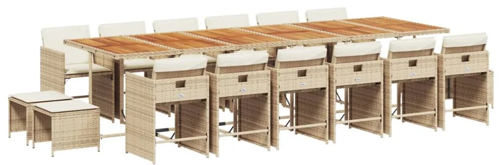 3211192 vidaXL Градински комплект с възглавници 17 части бежов полиратан