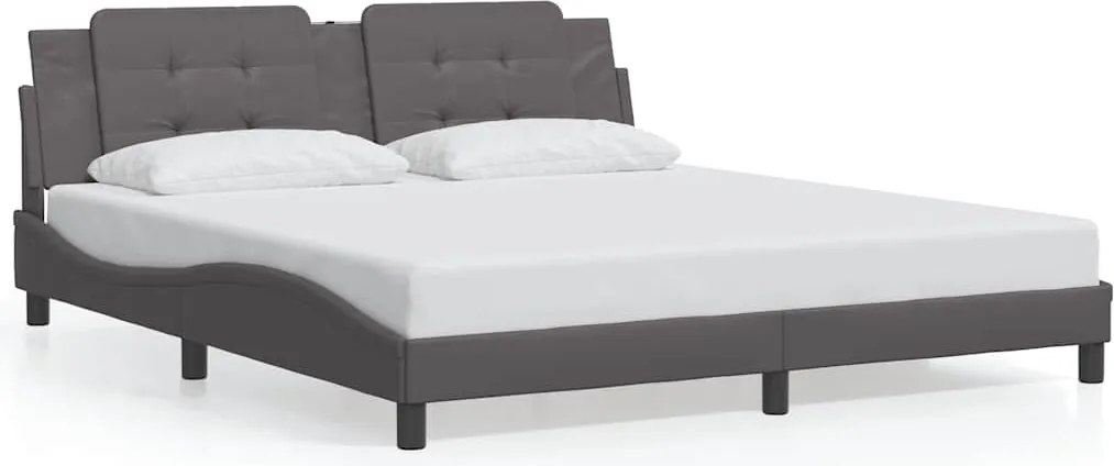3208201 vidaXL Рамка за легло без матрак Zadar, сива, 180x200 см, изкуствена кожа