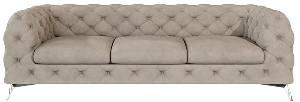 Сиво-бежов кадифен диван 243 cm Chelsea – Ropez