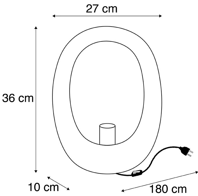 Дизайнерска настолна лампа черна със златен интериор 36 см - Cova