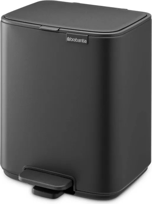 Кош за боклук Brabantia Bo Pedal 1010132, 7 л, Плавно затваряне, Гумирана основа, Минерално покритие, Тъмносив