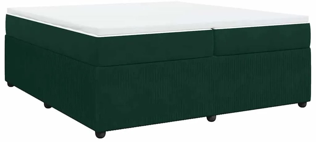 3285665 vidaXL Боксспринг легло с матрак, тъмнозелено, 200x200 см, кадифе