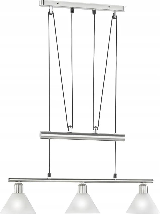 Висящо осветително тяло в сребрист цвят със стъклен абажур Stamina – Trio