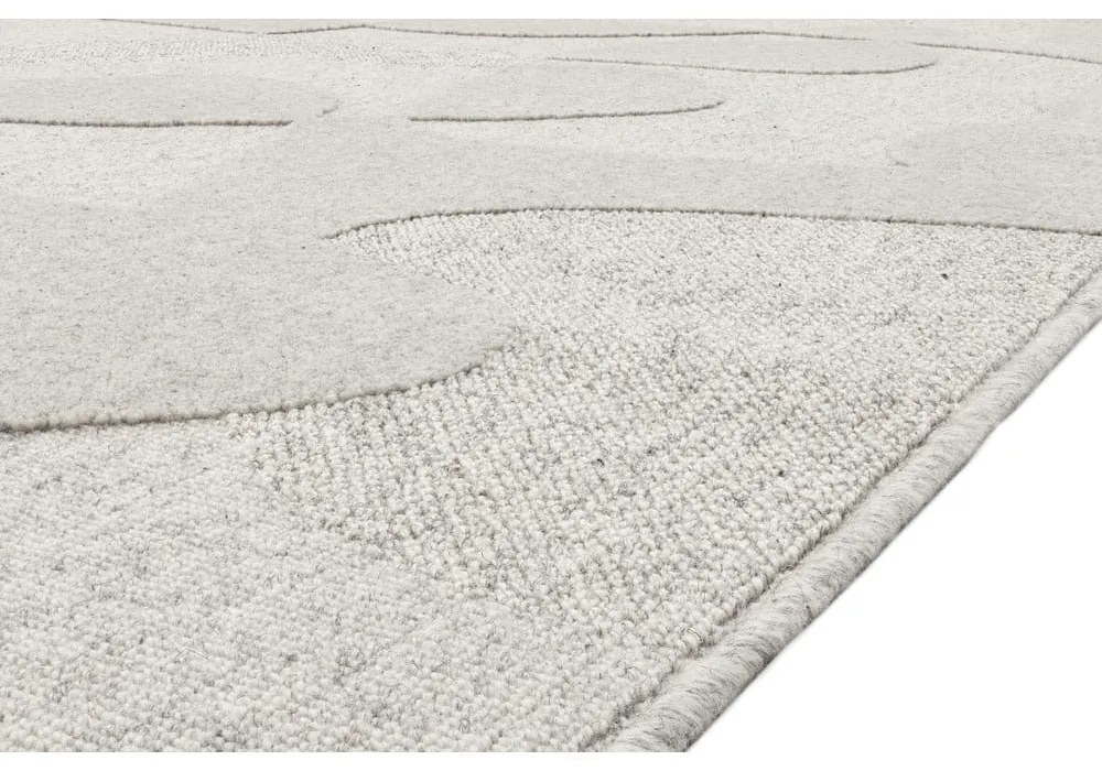 Светлосив вълнен килим 160x230 cm Morphic Botanica – Agnella