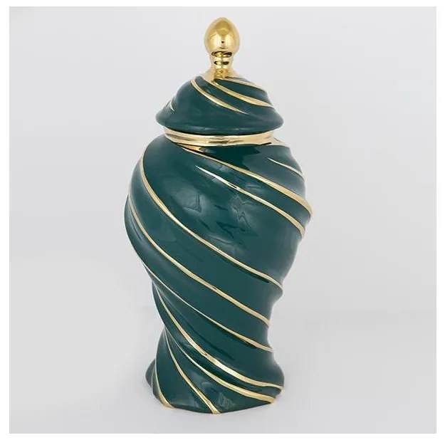 Керамичен буркан 41x20 см златист/зелен