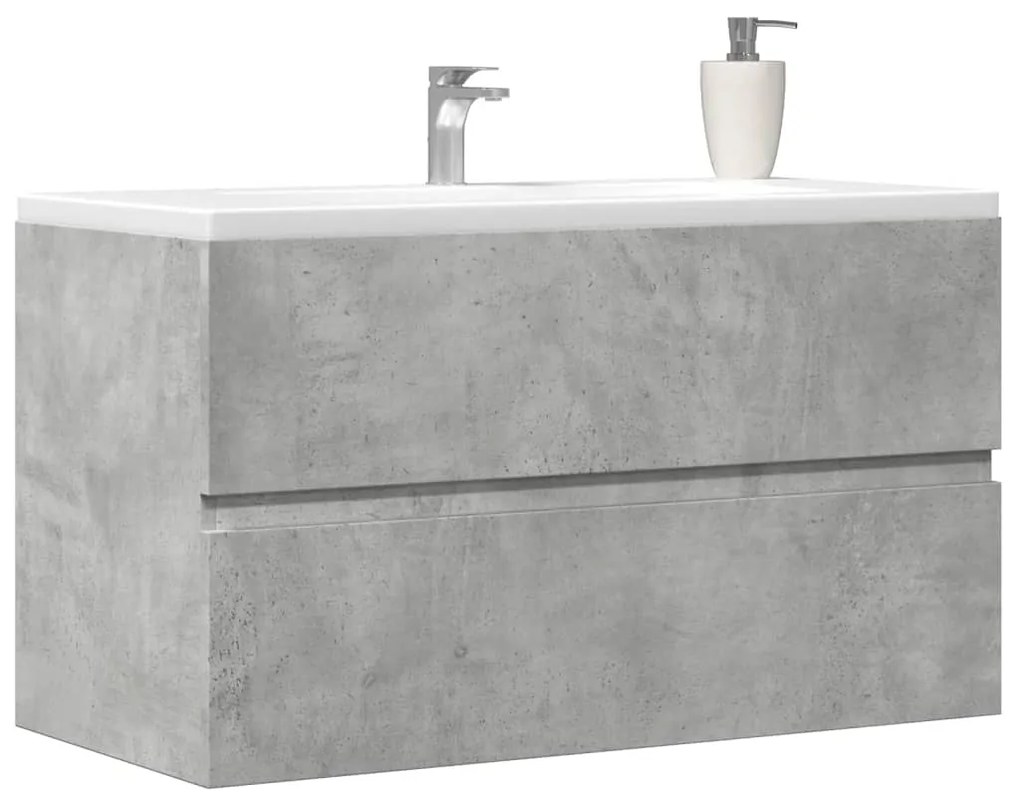 856248 vidaXL Долен шкаф за мивка бетонно сив 90x38,5x45 см инженерно дърво