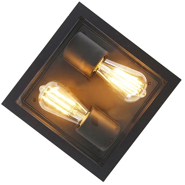 Интелигентен таванен аплик черен IP44 2-светлина с Wi-Fi ST64 - Charlois