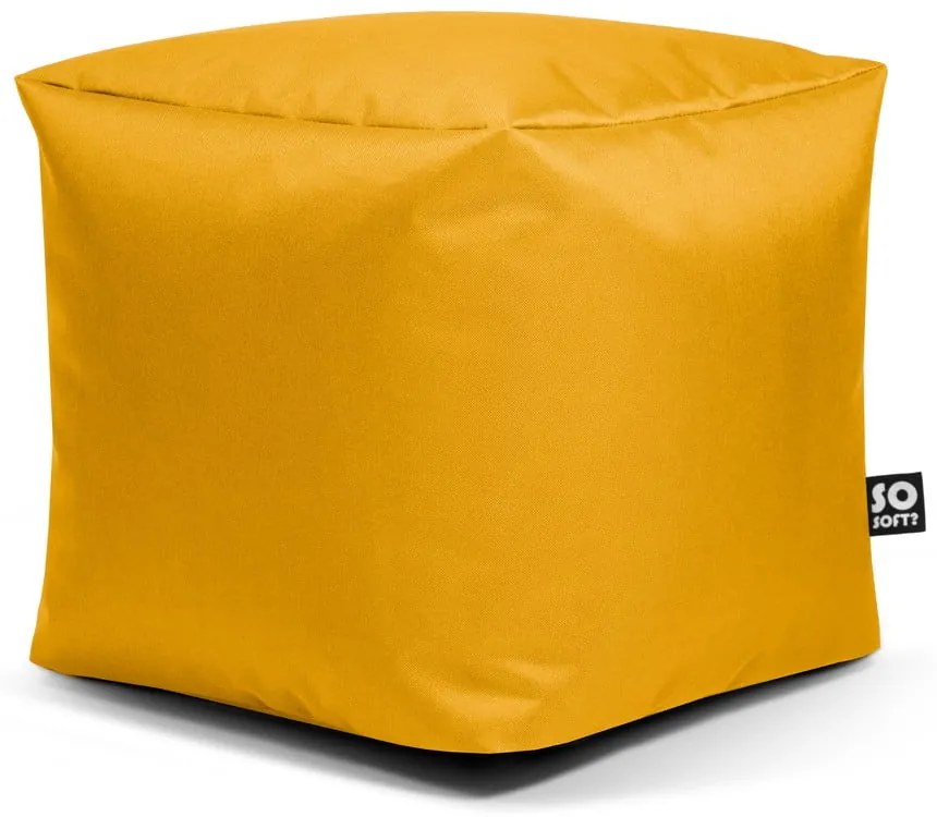 Жълт детски пуф Cube M – So Soft?