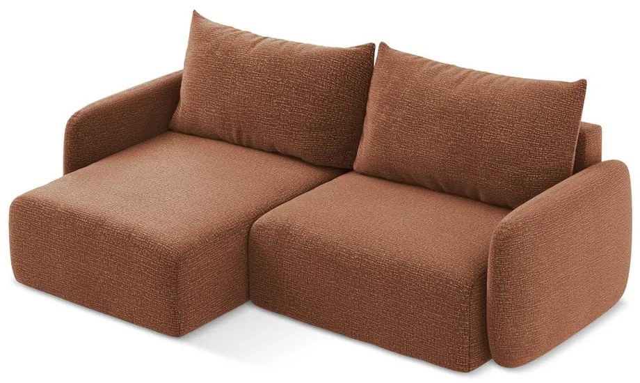 Разтегателен ъглов диван с място за съхранение в тухлен цвят (ляв ъгъл) Kalena – Makamii