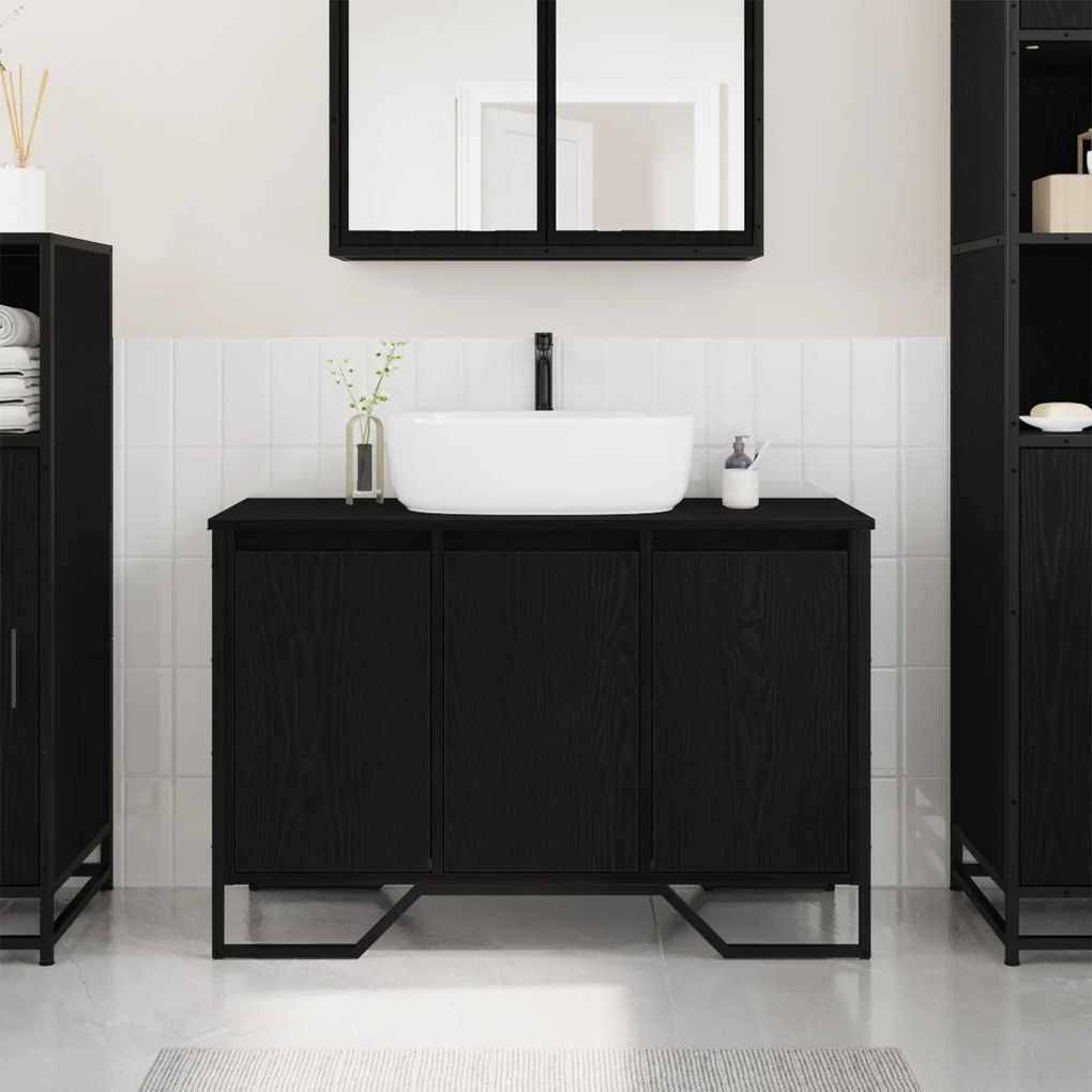 Sonata H Кабинет за мивка Черен дъб 91x35x60 см Инженерна дървесина