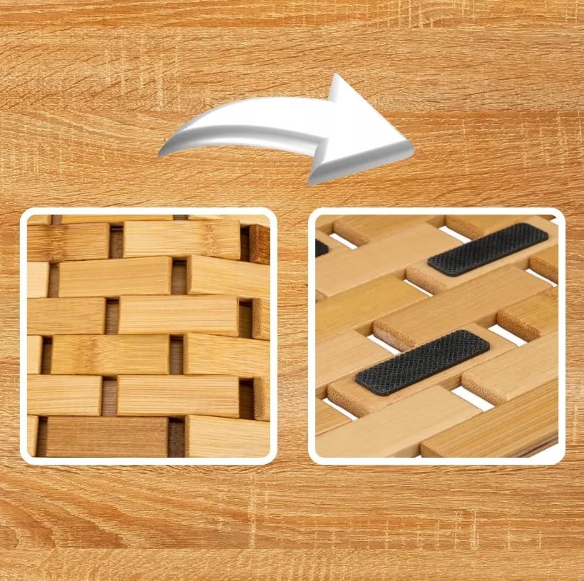 Универсален килим за баня, бамбук,  нехлъзгав, влагоустойчив,  многофункционална употреба (бани, сауни, къмпинг)