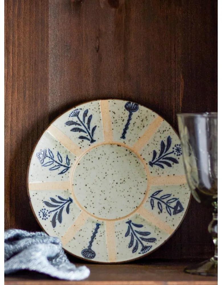Десертна глинена чиния в светлосин и кремав цвят ø 16 cm Leonie – Bloomingville