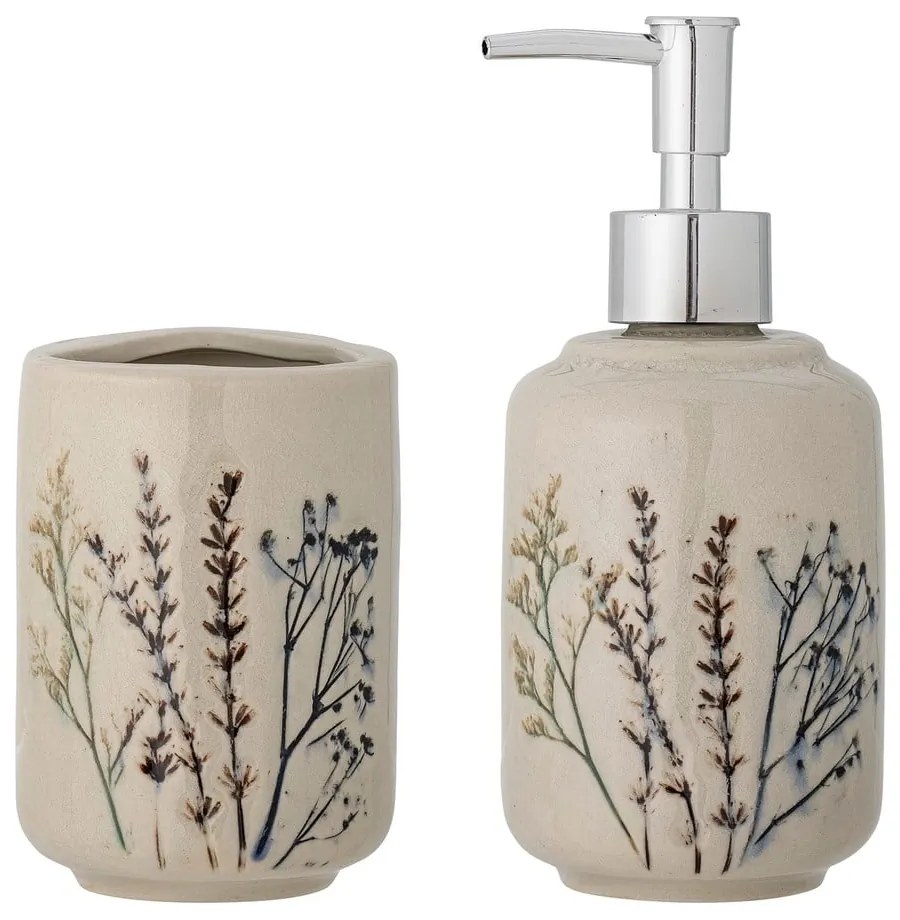 Кремав керамичен комплект аксесоари за баня Bea – Bloomingville