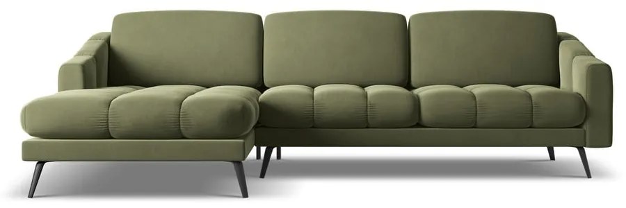 Зелен кадифен ъглов диван (ляв ъгъл) Nalu – Makamii