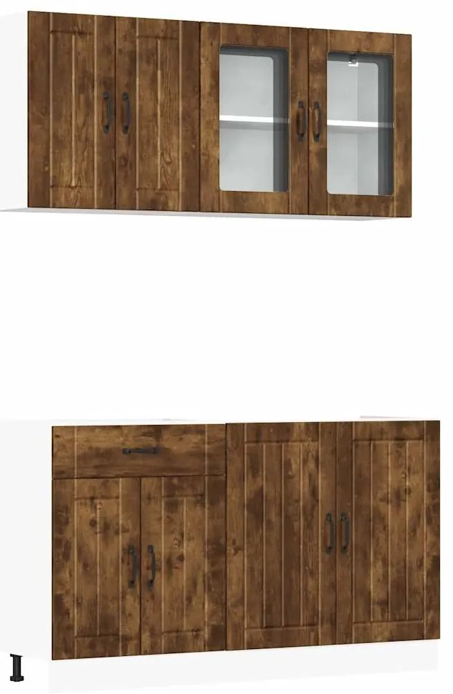 3314866 vidaXL Комплект кухненски шкафове от 4 части "Lucca" опушен дъб, инженерна дървесина