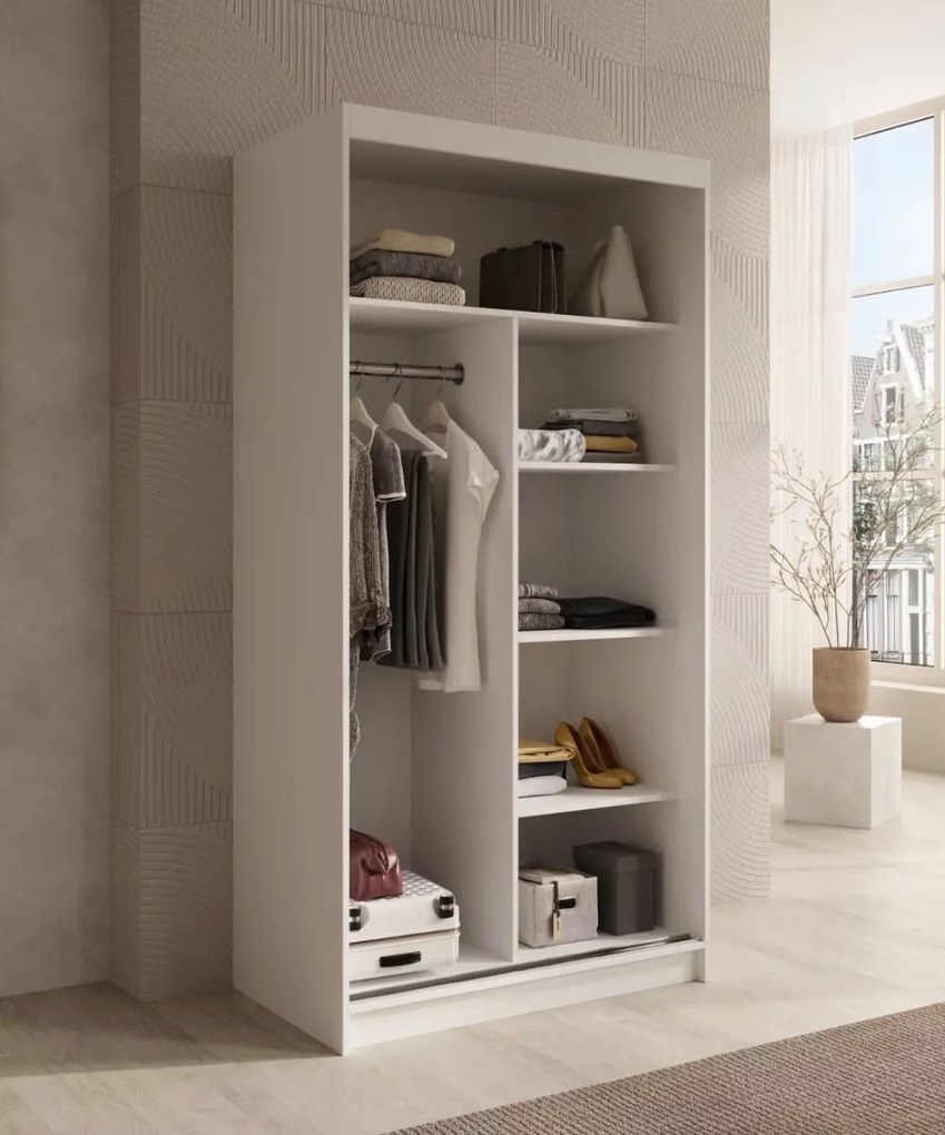 Гардероб Wardis 100 плъзгащ се-Leuko-Мауро