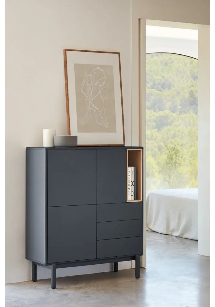 Тъмно сив висок скрин 100x120 cm Corvo - Teulat