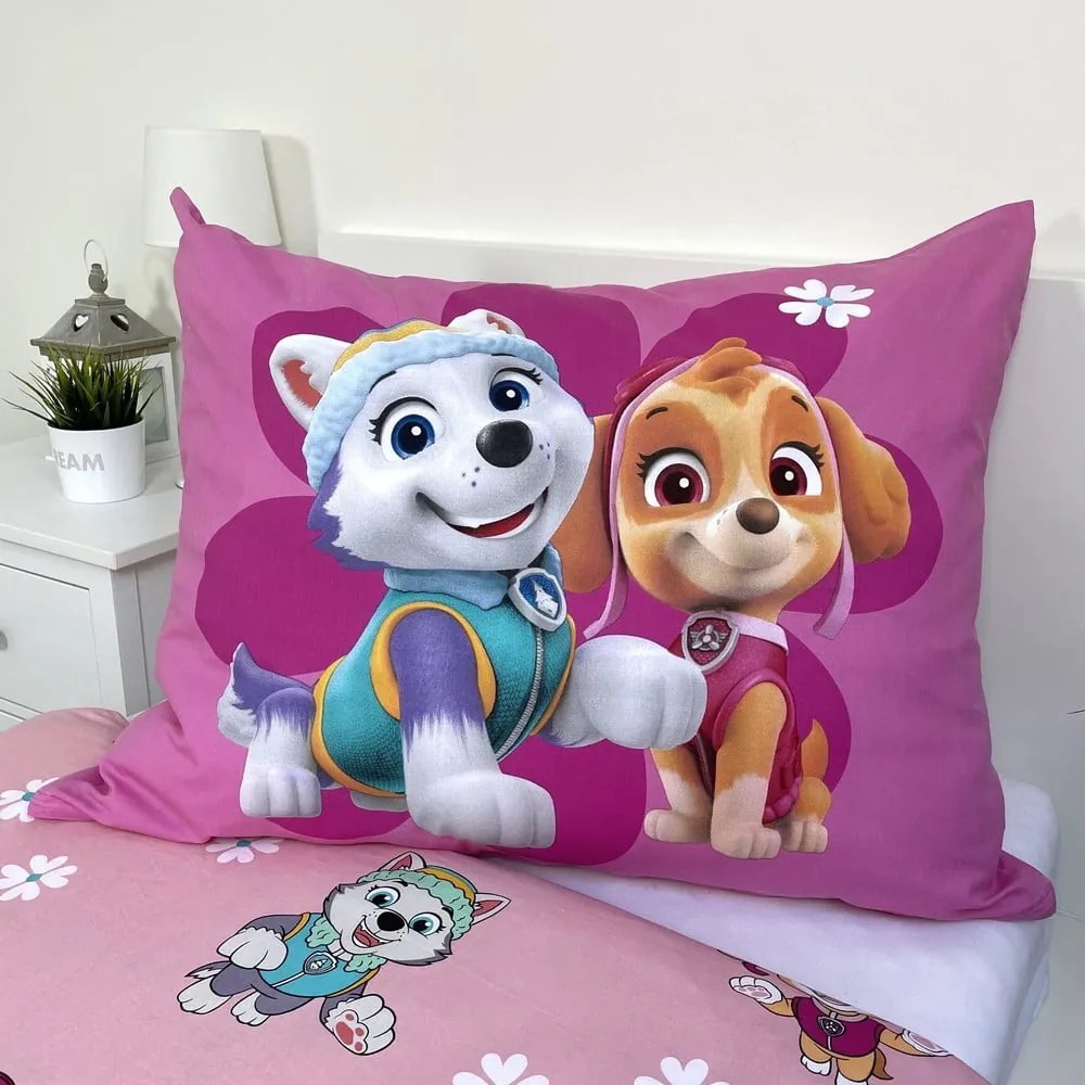 Розово единично памучно детско спално бельо 140x200 cm Paw Patrol "Heroic" – Jerry Fabrics