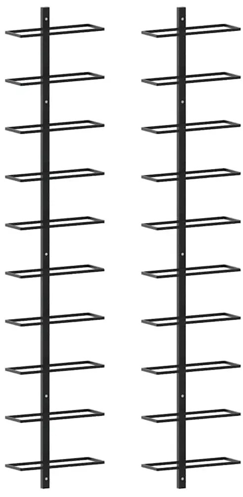 289567 vidaXL Стойки за вино за 20 бутилки стенен монтаж 2 бр черни метал