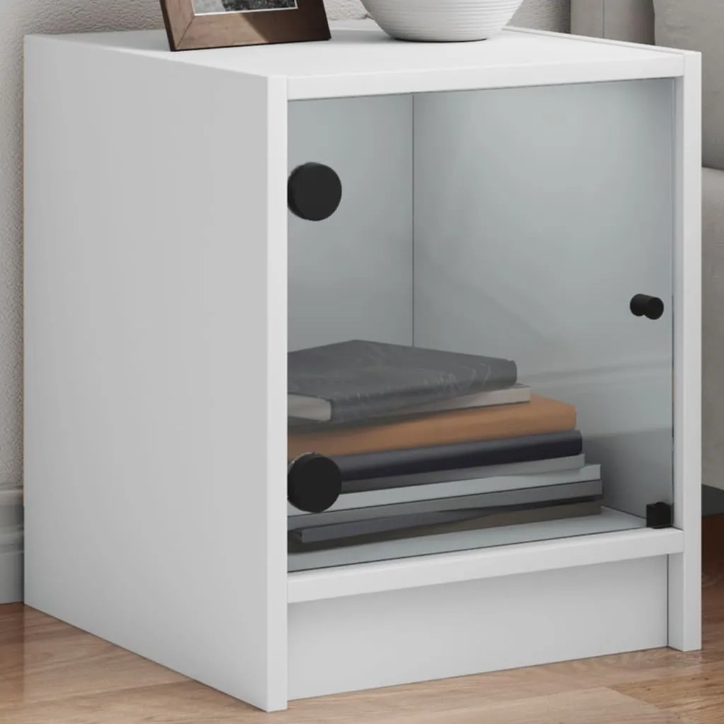 Sonata H Нощни шкафчета със стъклени врати 2 бр бяло 35x37x42 см