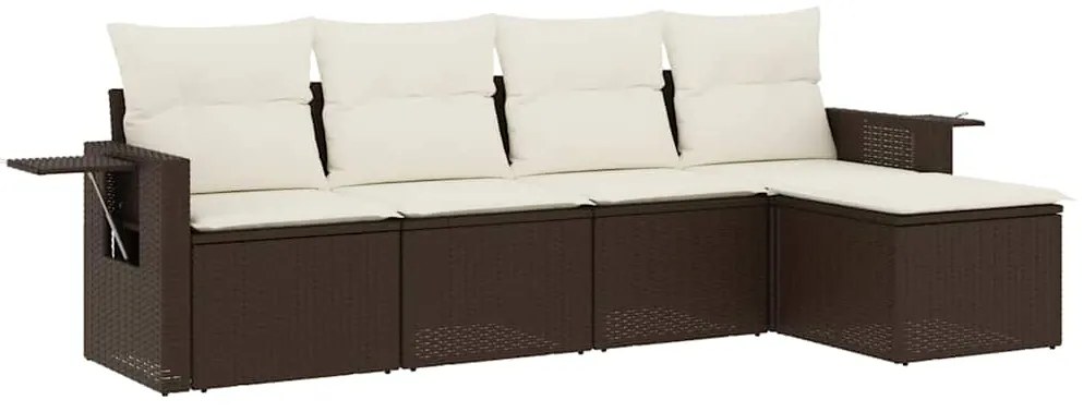 3220092 vidaXL Градински комплект с възглавници, 5 части, кафяв полиратан