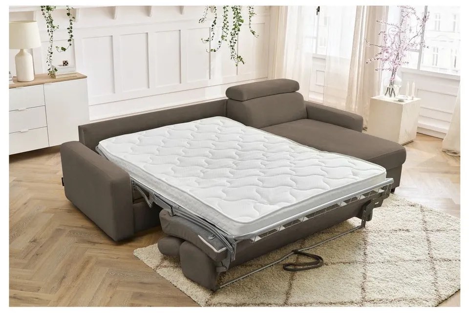 Кафяв разтегателен ъглов диван (променлив) Monaco – Bobochic Paris