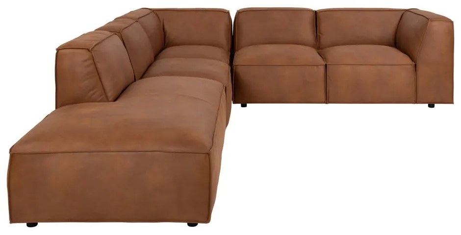 Ъглов диван от изкуствена кожа в цвят коняк (ляв ъгъл) Fairfield Kentucky - Bonami Selection