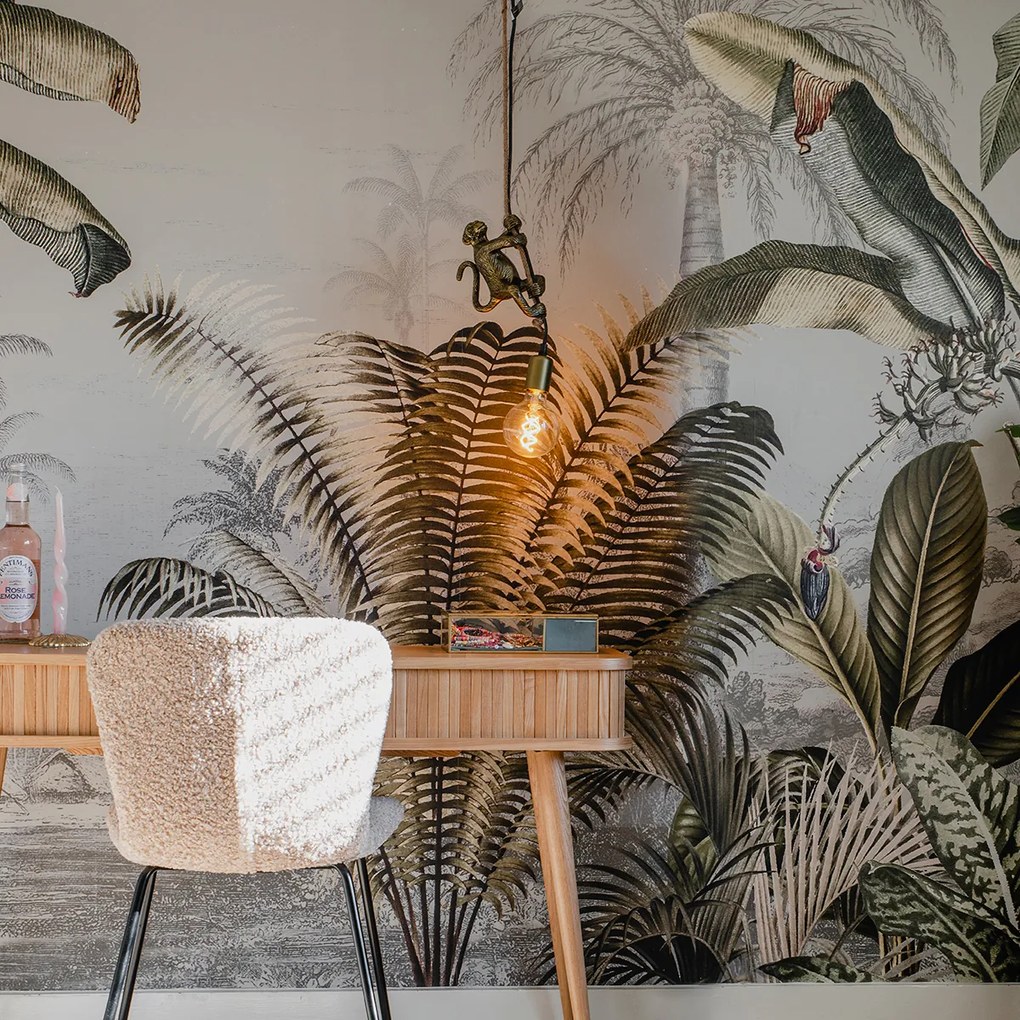 Класическа висяща лампа златиста с въже - Animal Monkey