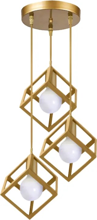 Lumid TopMebel E27 метален троен таванен плафон в златист цвят 30x40x70cm.