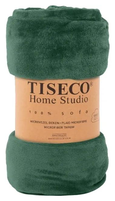 Тъмнозелена микро плюшена покривка за двойно легло 220x240 cm Cosy - Tiseco Home Studio